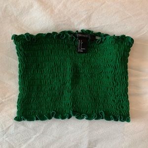 Forever 21 Green smocked tube top